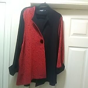 Red Coral  Bold Red and Black Blazer AS NEW